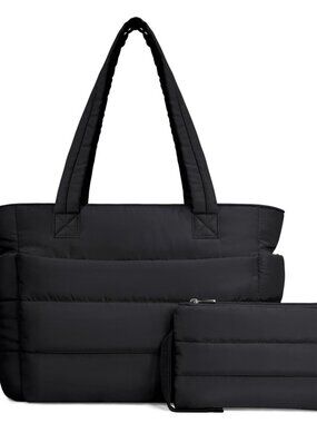 🆕 Puffer Tote Bag for Women, Lightweight Puffy Handbag with Compartments,